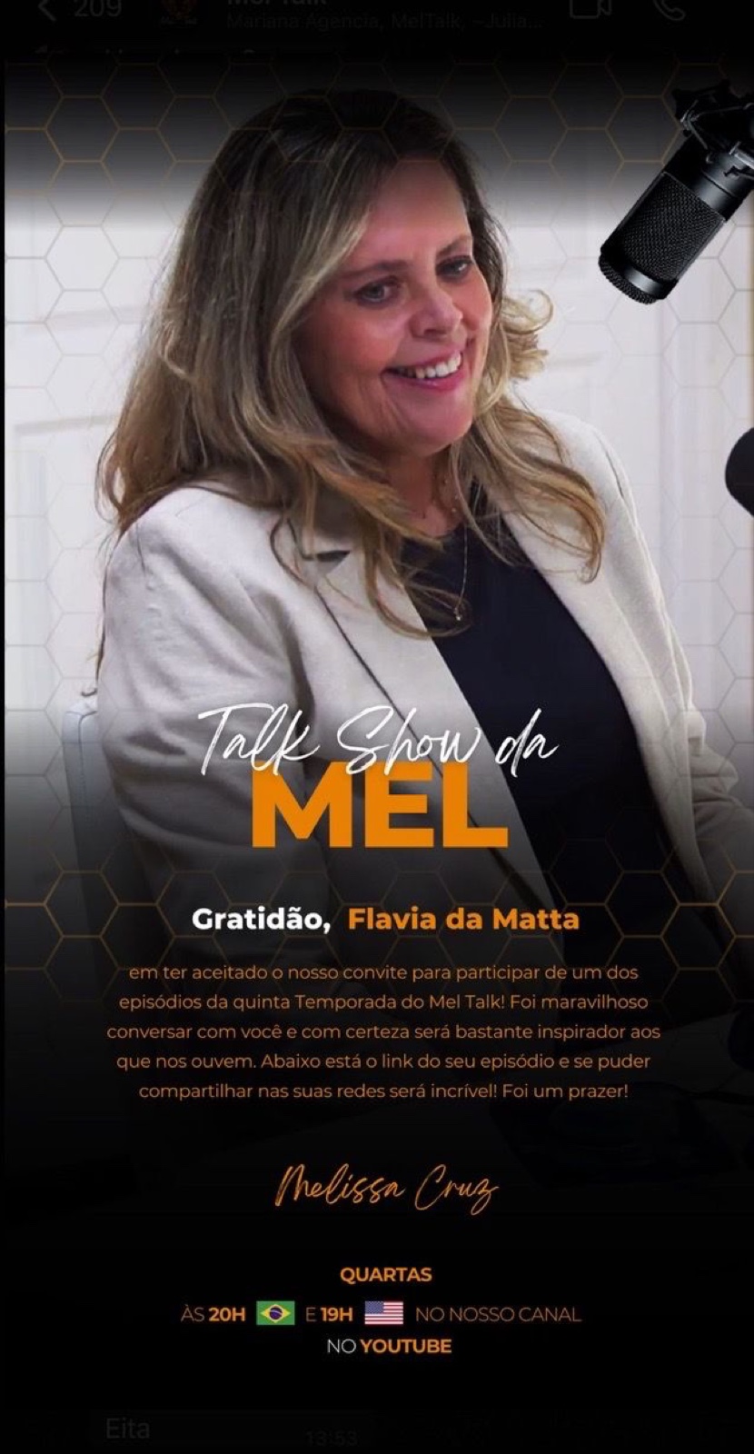 Flávia da Matta nos bastidores